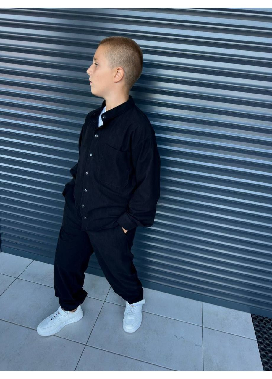 Чорний костюм мікровельвет хлопчик No Brand