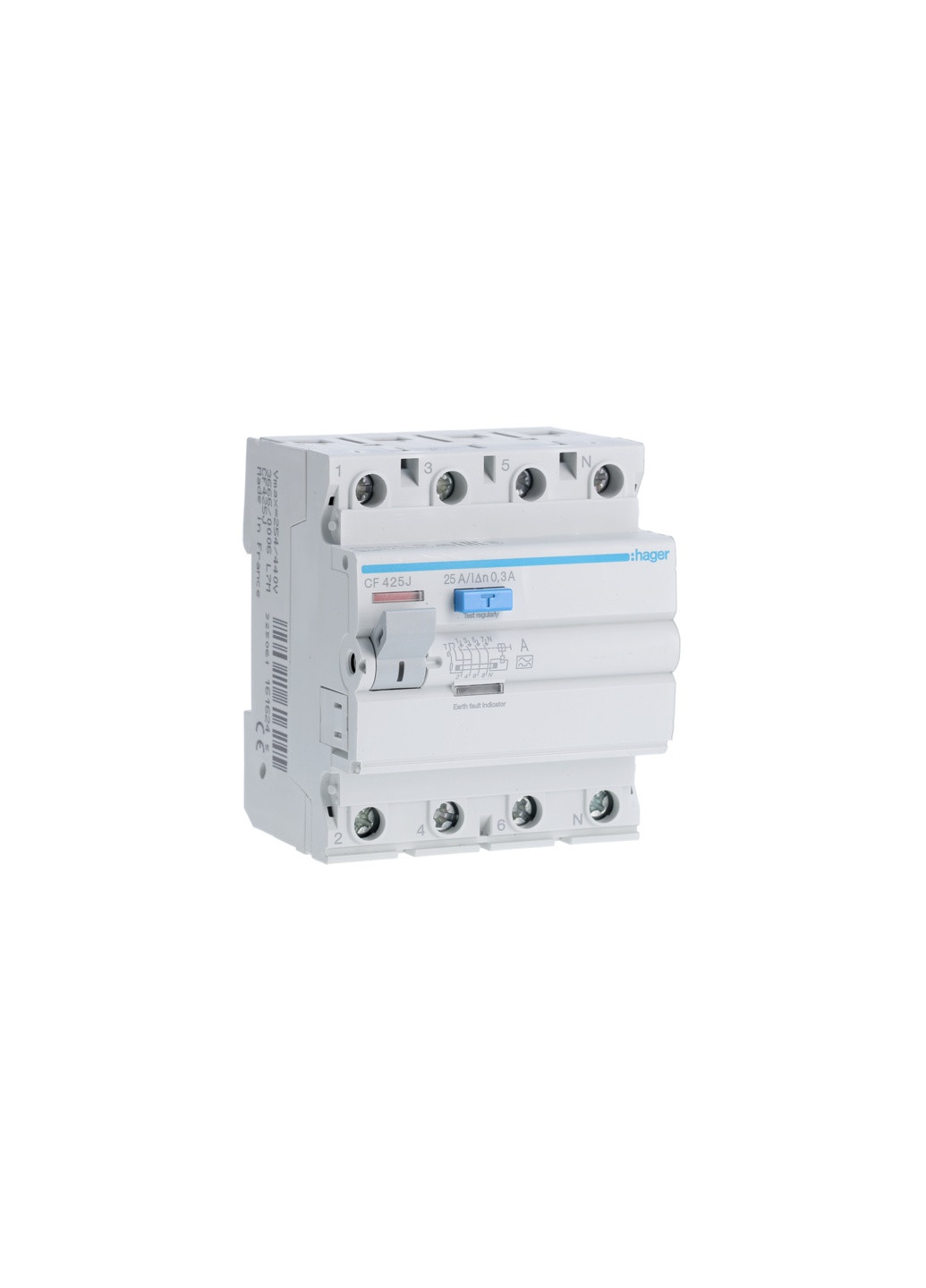 Диференціальне реле ПЗВ CF425J 4P 25A 300mA тип A пристрій захисного відключення дифреле (3366) Hager (295040035)
