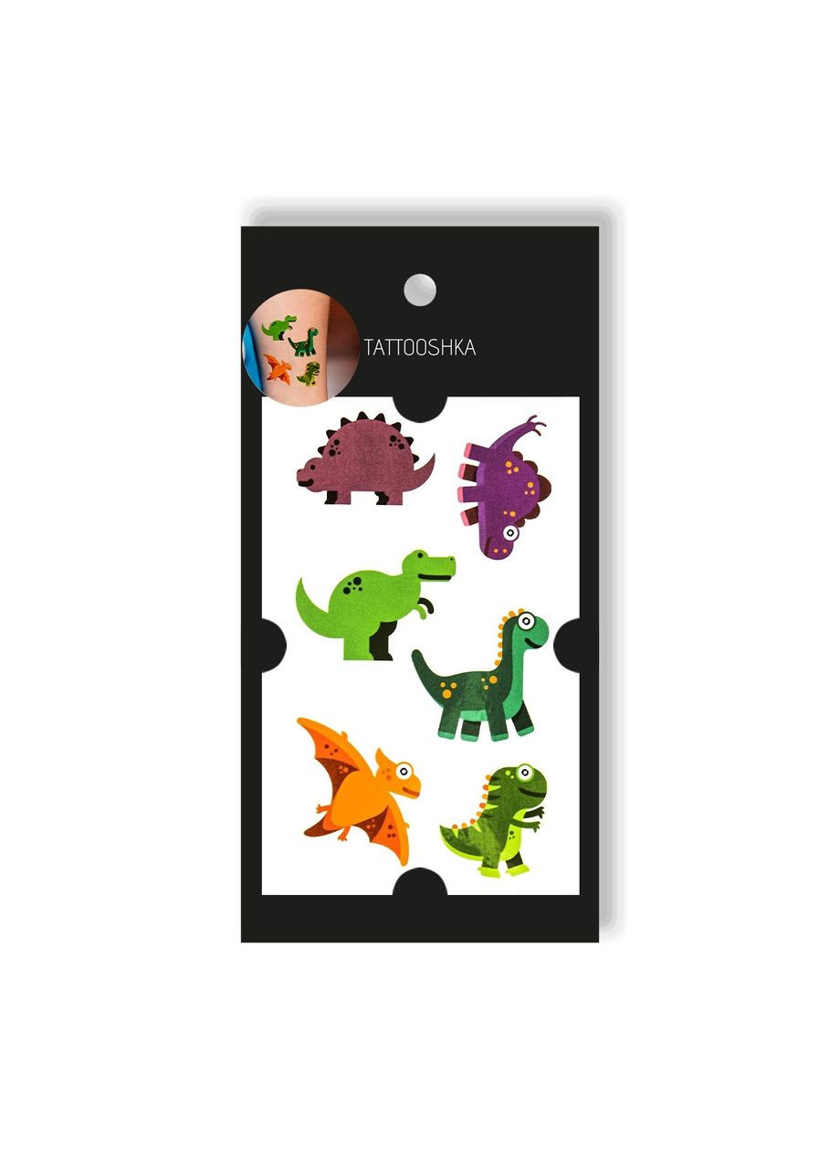 Набор временных детских водостойких татуировок "Фиолетовые динозаврики" Tattooshka (314963894)