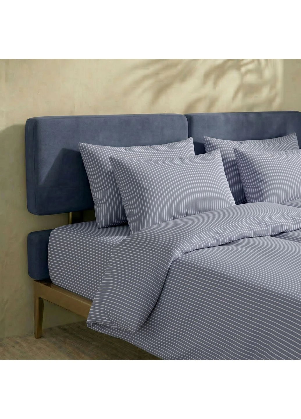 Простыня на резинке из вареного хлопка 160х200х30 DENIM STRIPE (2200000050175) Cosas (393976705)