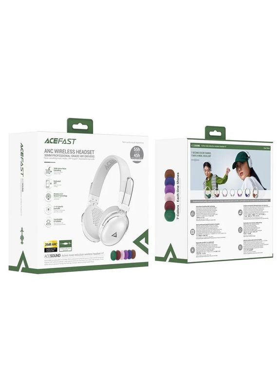Бездротові накладні навушники H7 active noise reduction wireless headset Pearl білий Acefast (371387790)