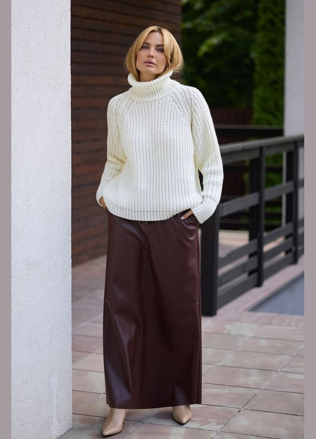 Молочний демісезонний джемпер з напіввовняної пряжі (2708) Triko Bakh