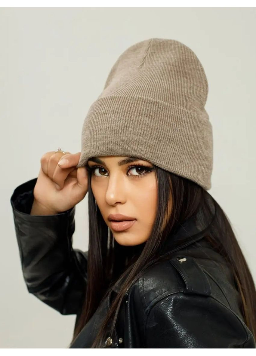 Молодіжна двошарова шапка біні лонг No Brand Шапка біні лонг лопата (362411546)