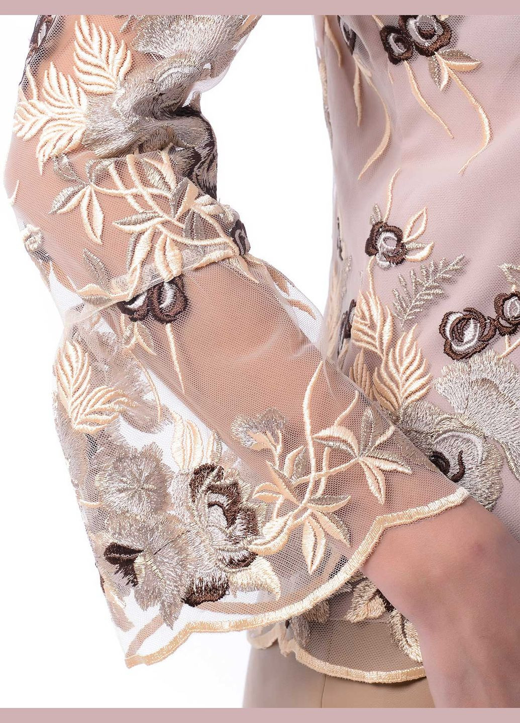 Комбінована напівпрзора блуза декорована вишивкою - ua44 / eu38 Iren Klairie