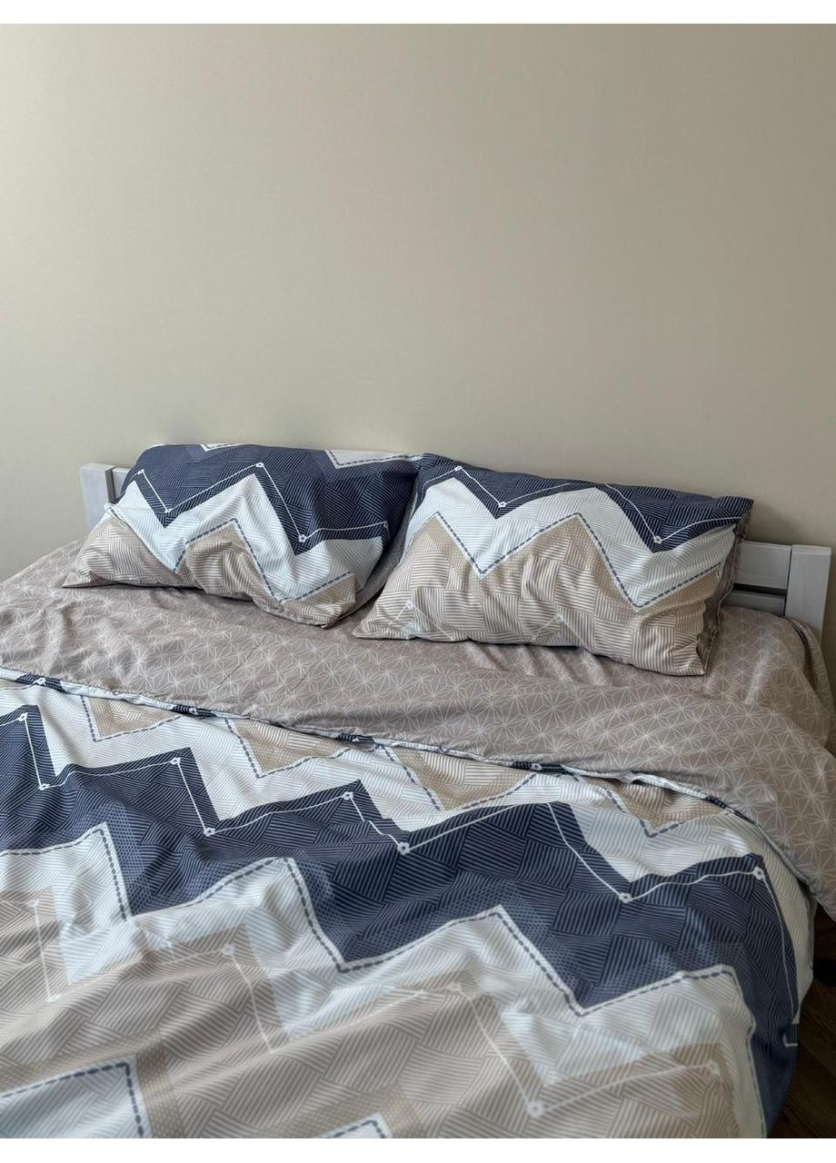 Постільна білизна з резинкою Зигзаг, сатин Двухспальний розмір, наволочки 70/70 No Brand (364220190)