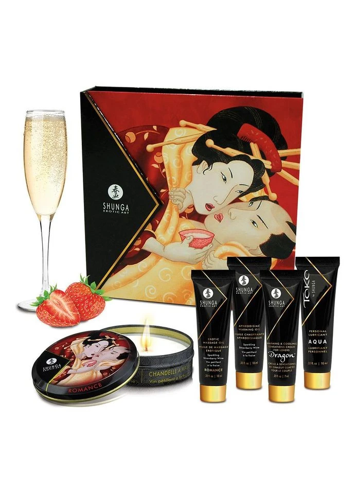 Подарунковий набір GEISHAS SECRETS – Sparkling Strawberry Wine: для шикарної ночі вдвох Shunga (369953402)