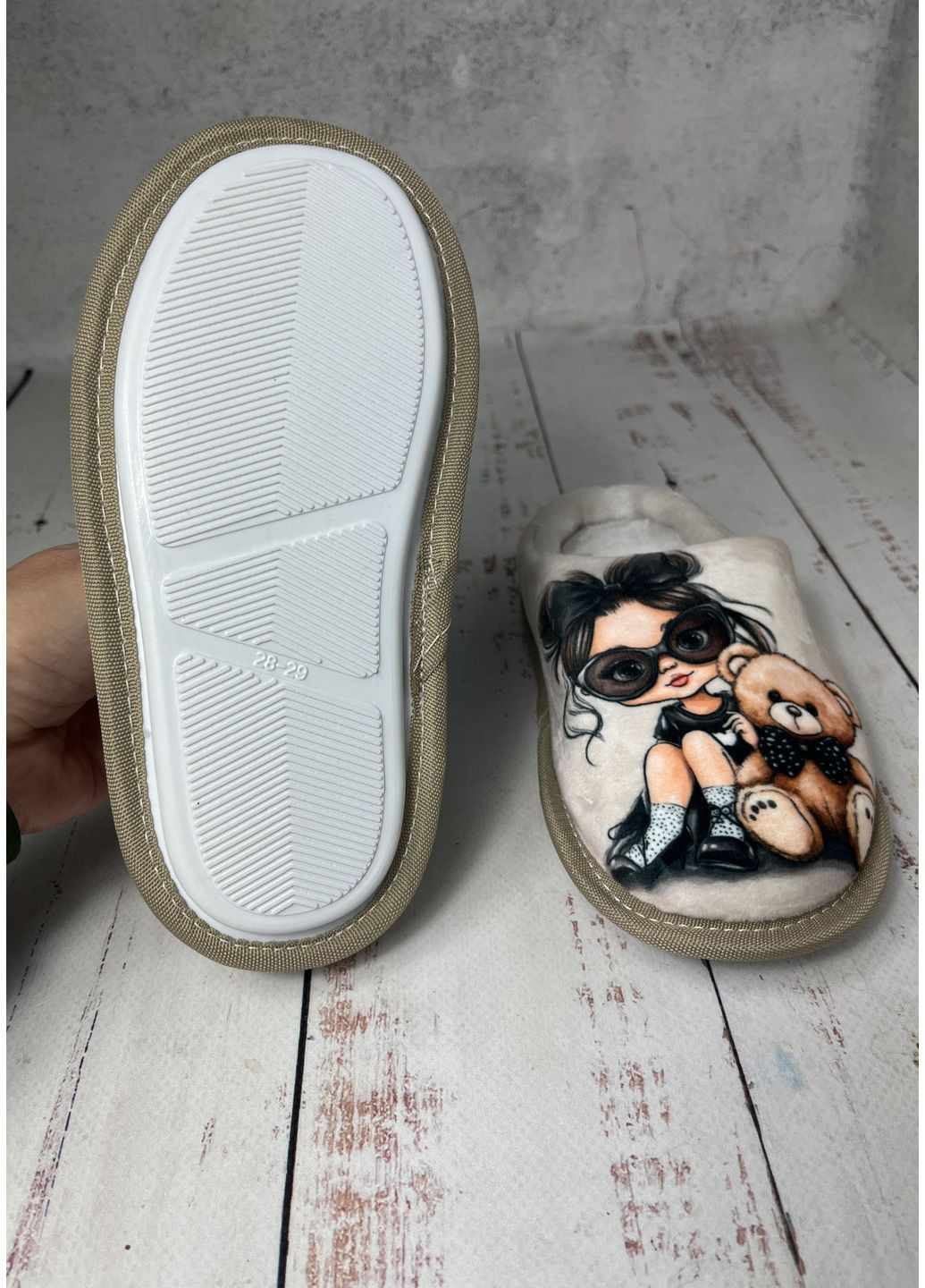 Бежевые тапочки домашние для девочки бежевый (552-1) Waldi