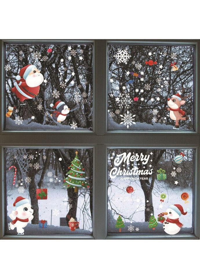 Набор новогодних наклеек на окно Happy New Year 4 9125 20х30 см 9 листов No Brand (335583583)