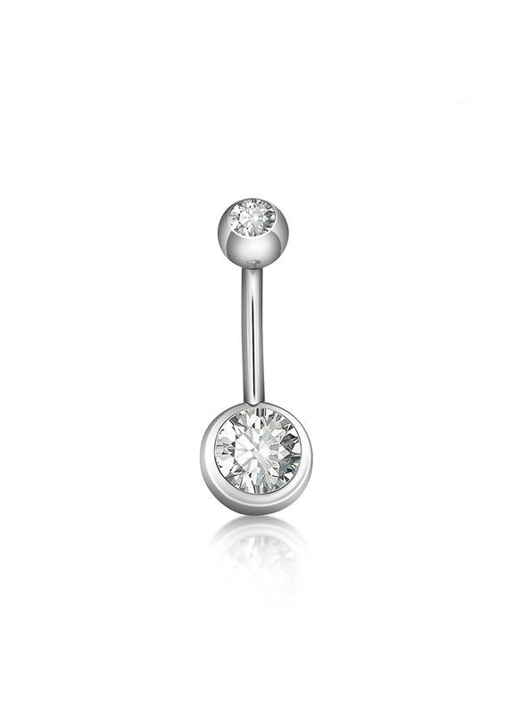 Банан для пирсинга пупка с камнями сталь 316L No Brand (316684058)