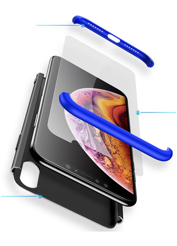 Чехолнакладка 3 in 1 Hard PC Case Apple iPhone XS Max Blue/Black GKK (301470013)