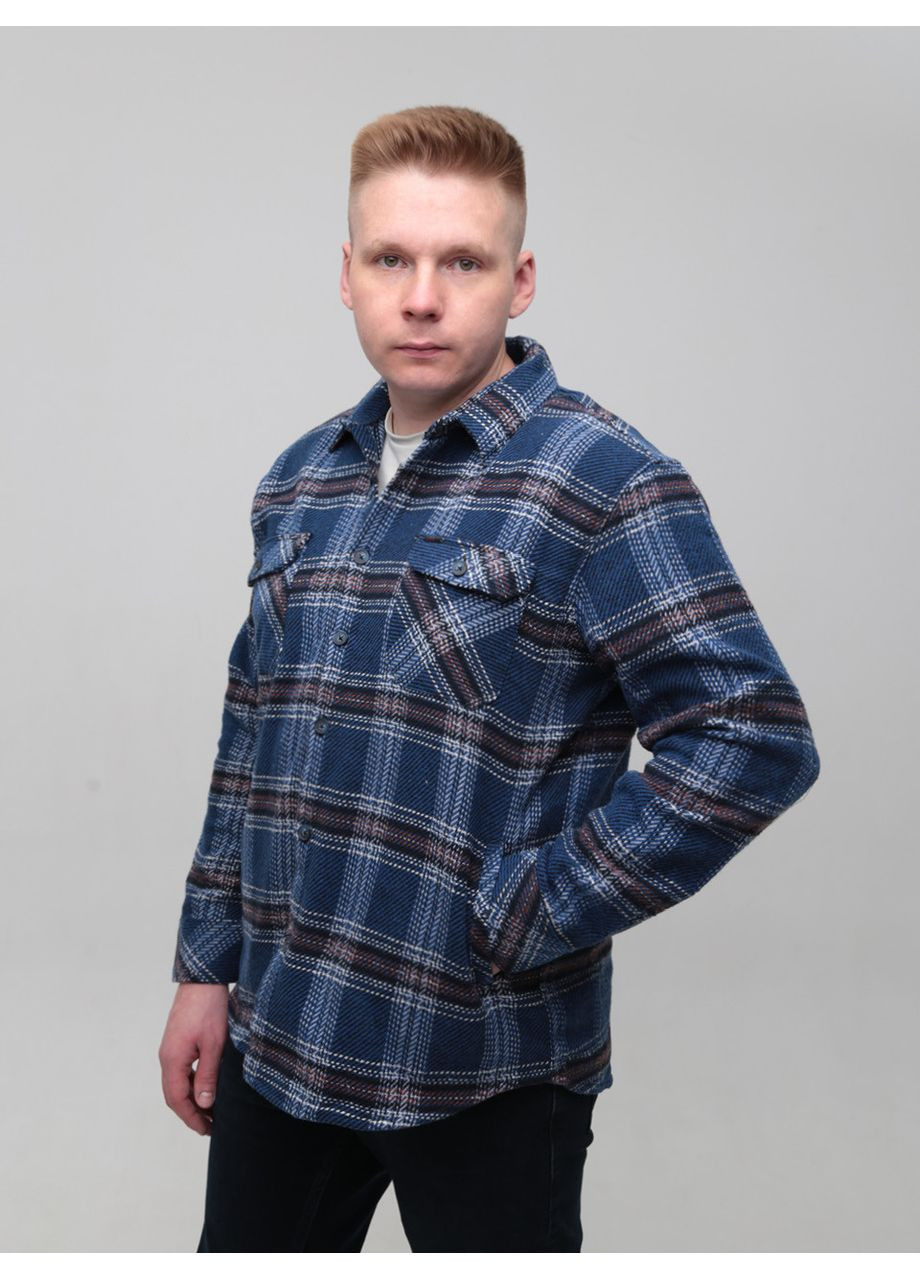 Синяя повседневный рубашка в клетку Jean Piere