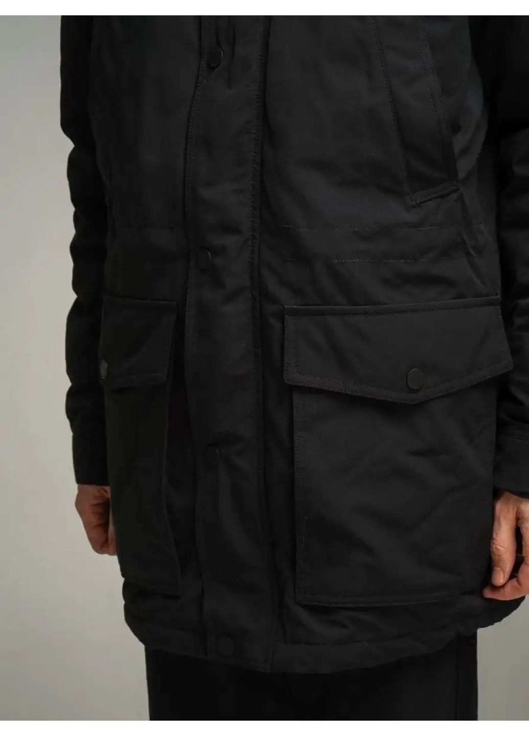 Чорна зимня чоловіча утеплена куртка-парка (58642) l чорна H&M