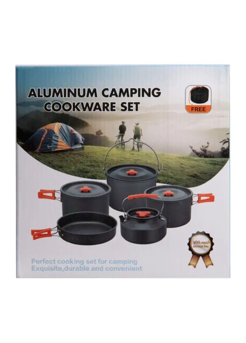 Набор туристической посуды в сумке для похода и кемпинга: кастрюля, сковорода, чайник HP39578C LUGI (351432167)