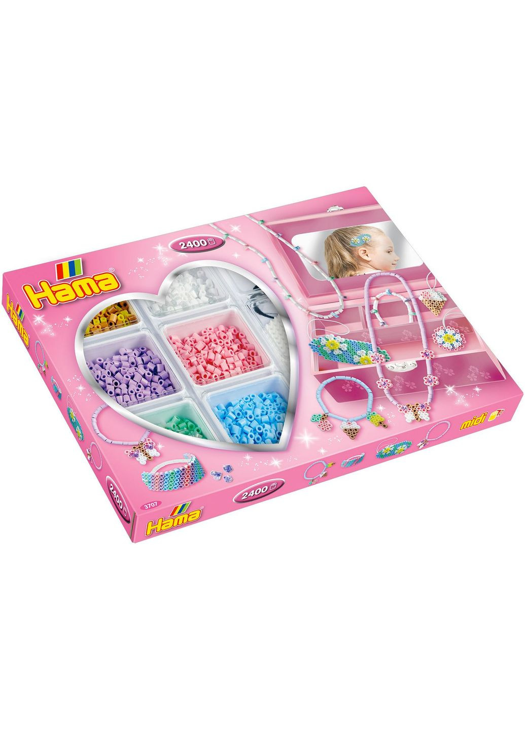 Термомозаїка HamaMidi Набір для творчості: Модні прикраси. Квіти, зі скринькою () Hama HM-3707 (333930464)
