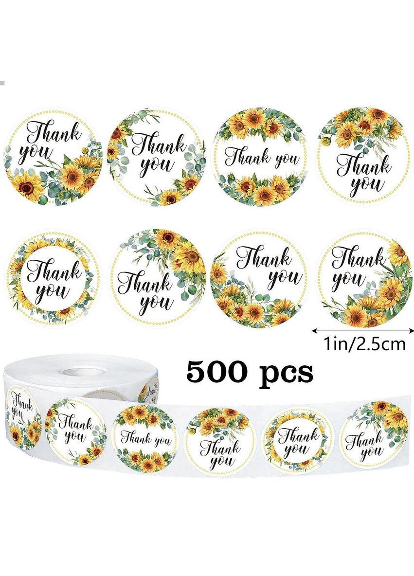Наклейки на бобіні "Thank you" 2,5 см, у рулоні 500 шт No Brand (356509761)
