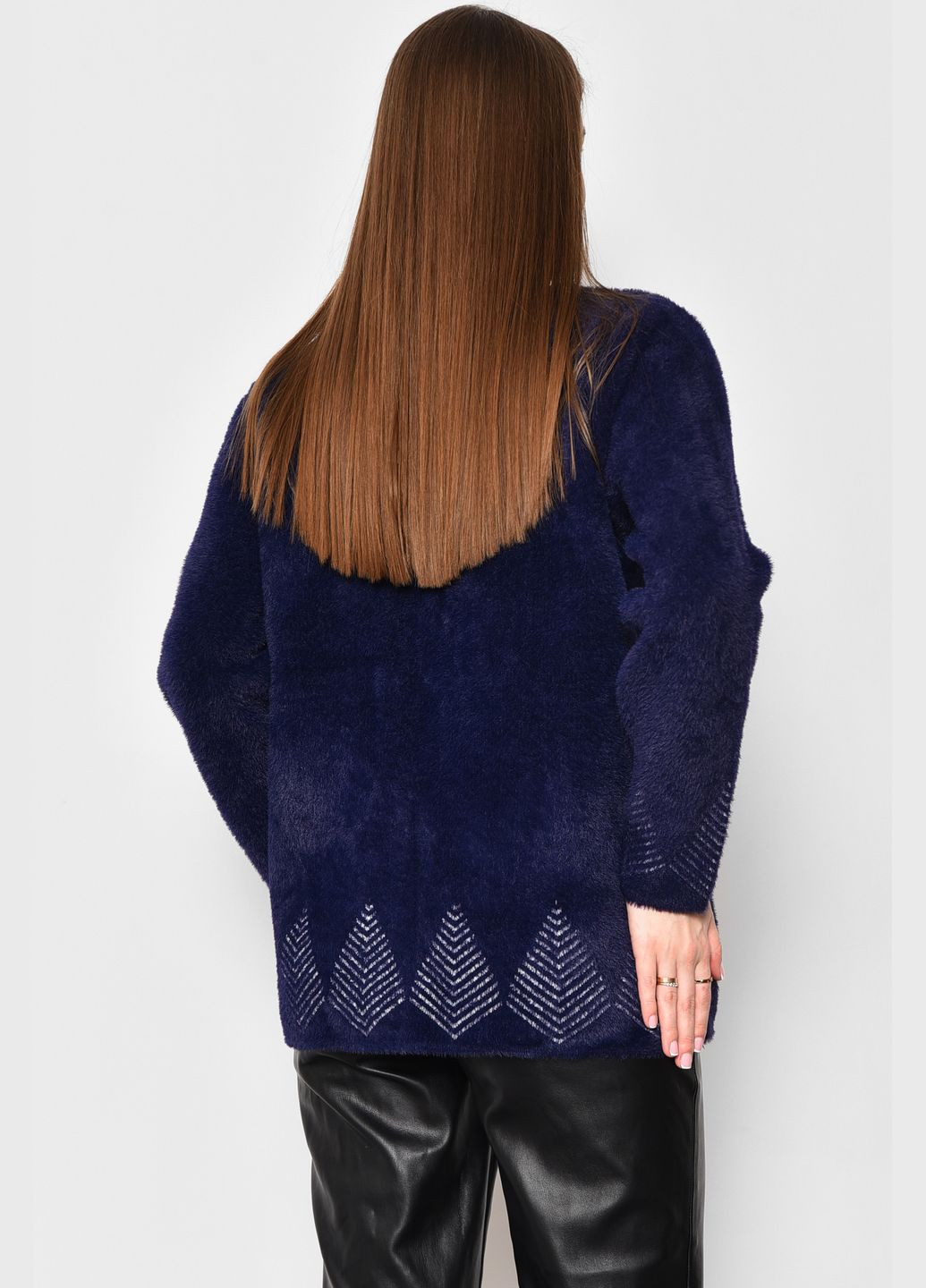 Темно-синий демисезонный кардиган женский альпака темно-синего цвета пуловер Let's Shop