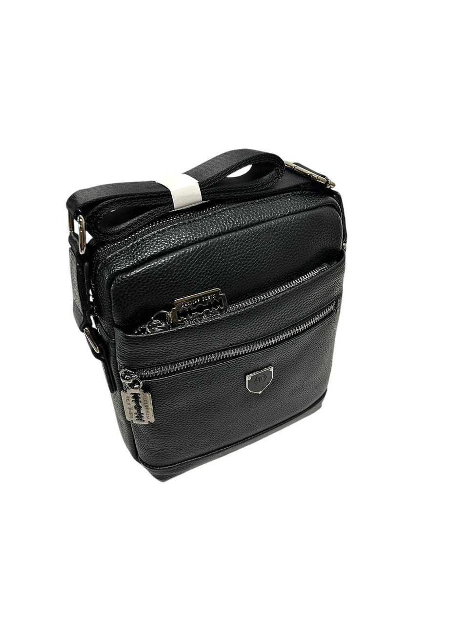 Чоловіча сумка з натуральної шкіри 66383-7 чорна 23 x 20 x 6 No Brand (372744700)