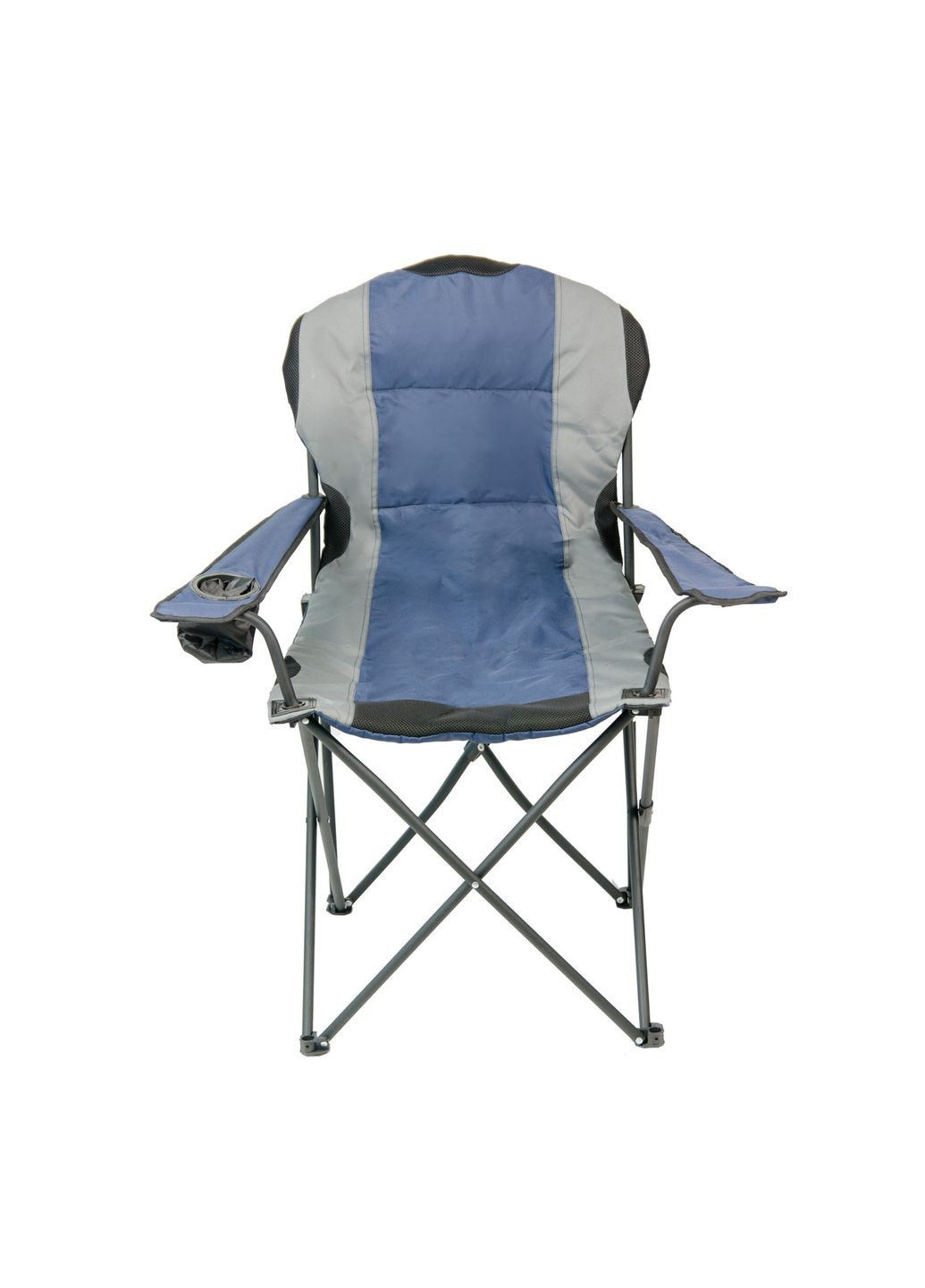 Крісло портативне NeRest Турист сірий з синім стілець для кемпінгу з підлокітниками та спинкою ProDobro (367265457)