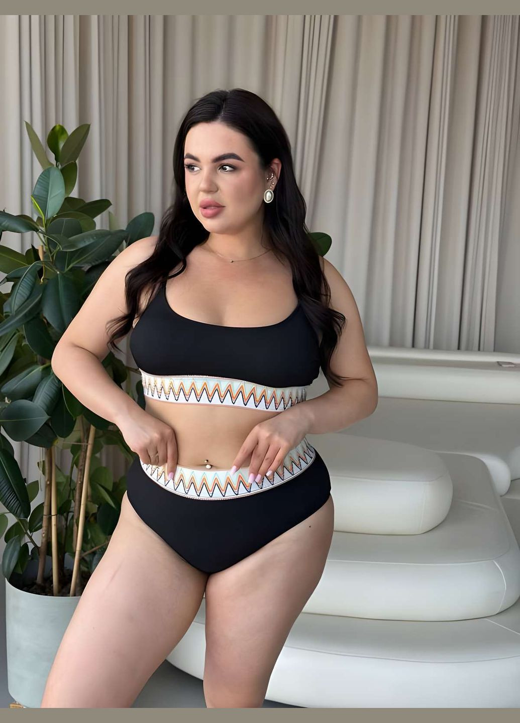 Черный летний женский летний черный раздельный купальник 2xl 3xl 2хл 3хл No Brand