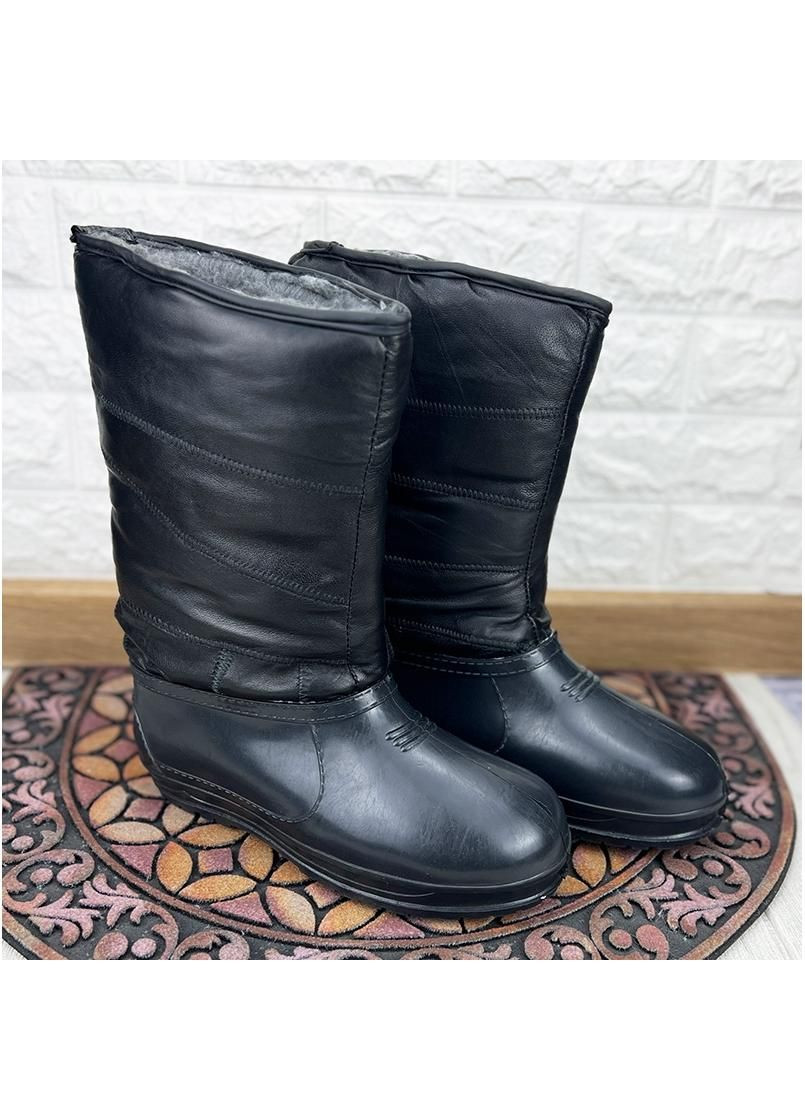 Черные валянки чоловiчi з галошем шкiрянi vs-0070808-10 чорнi Sanlin