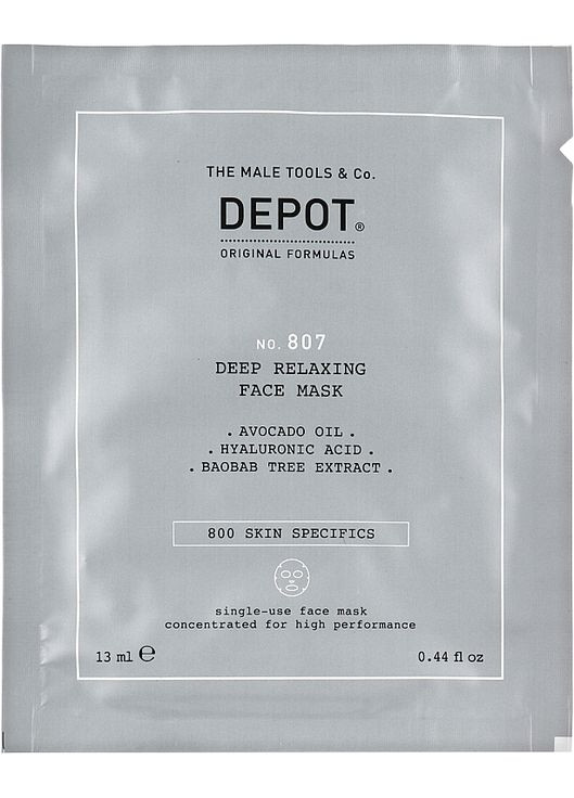 Живильна маска для обличчя й шиї No 807 Deep Relaxing Face Mask * 12x13ml (1476015-35419107) Depot (368667639)