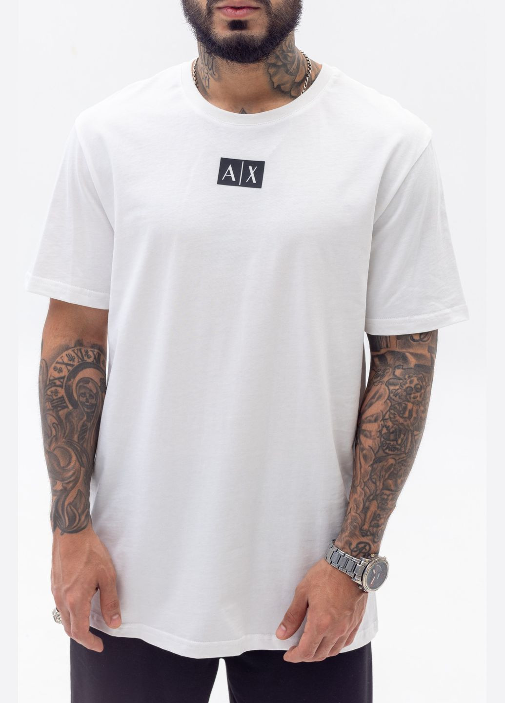 Белая базовая футболка с лого a x с коротким рукавом Vakko
