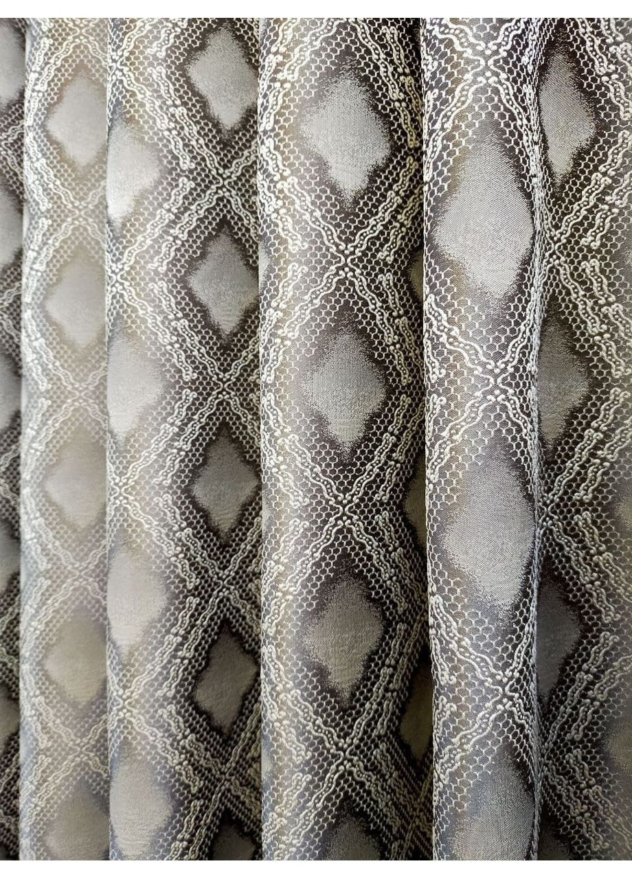 Комплект Штор з малюнком "Ромб" сіро-коричнева 100х260 No Brand (353831089)