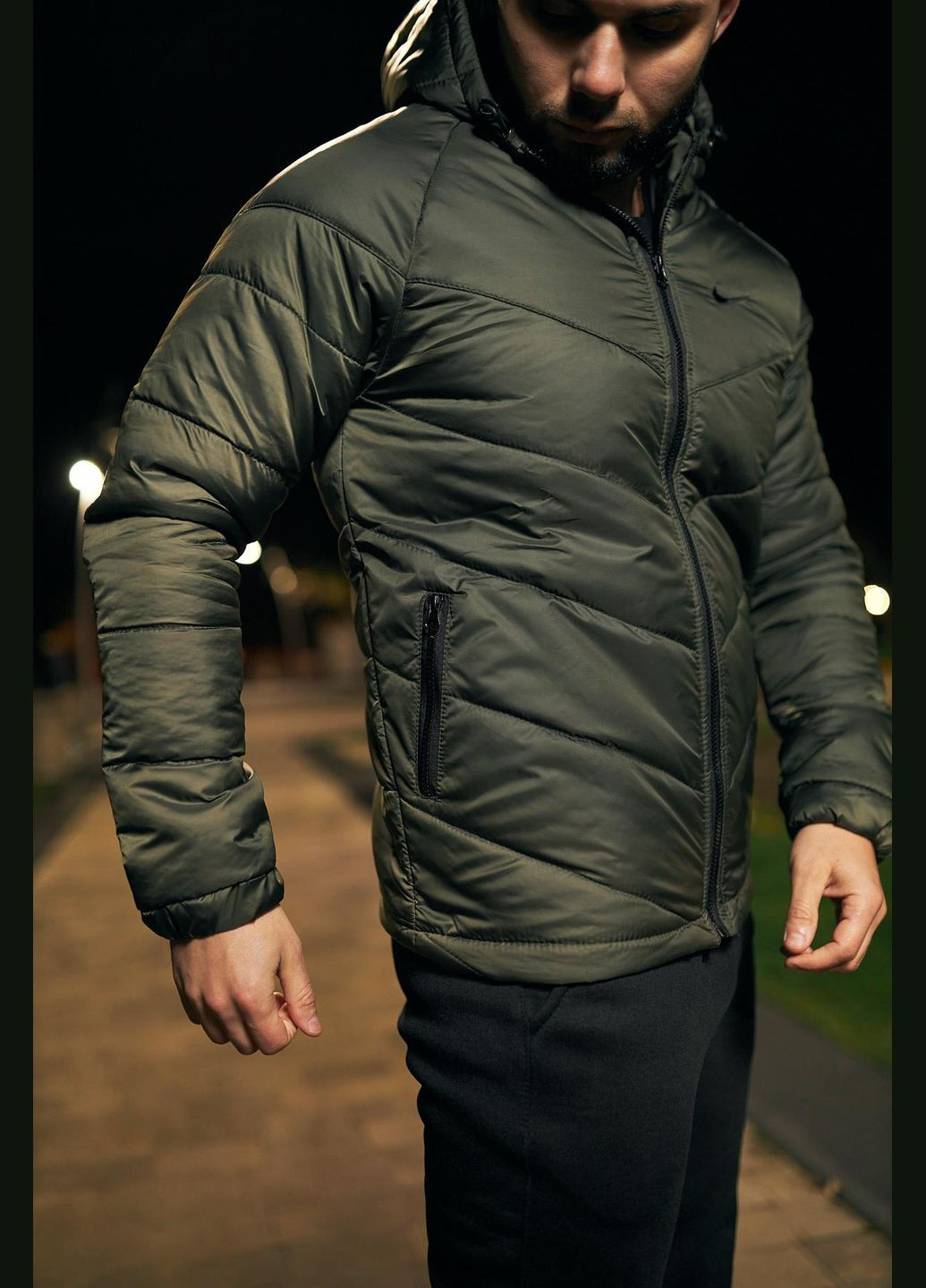 Оливковая (хаки) демисезонная куртка плащевка cupe еврозима/осень/весна No Brand