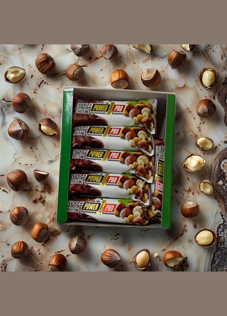 Батончик 36% Protein Bar with Nuts БЛОК, 20*60 грам Горіх Power Pro (322238581)