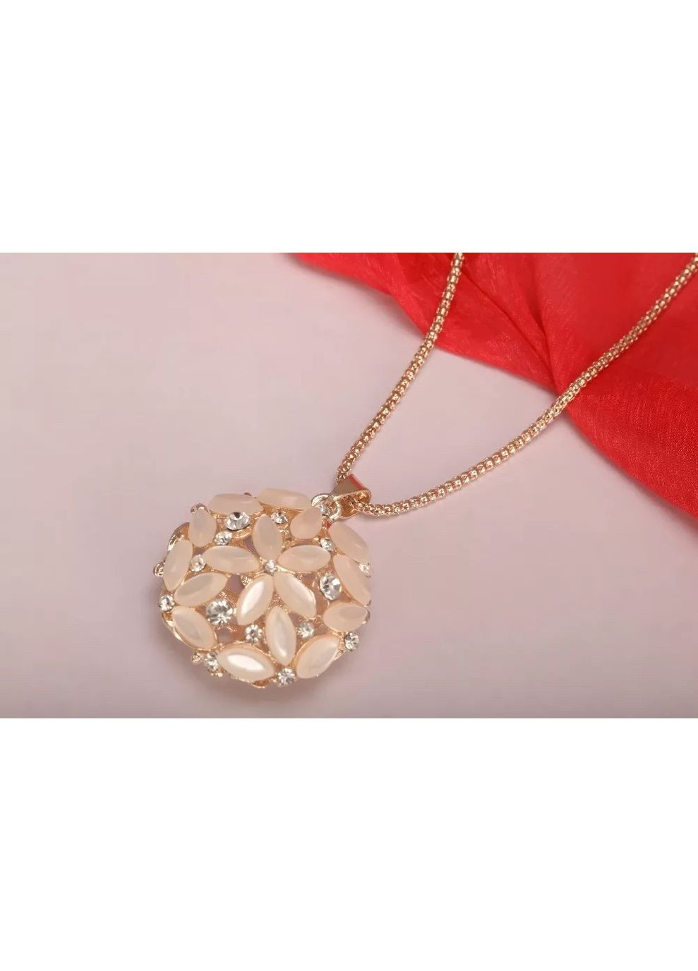 Женская подвеска-кулон с цепочкой Объемный Цветок «Flora» (золотистый) China (366875182)