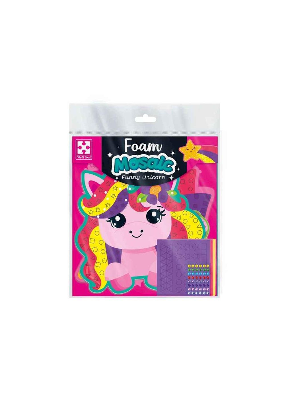 Набір для творчості зі мякою мозаїкою та стразами «Веселий Єдиноріг» VT4511-20 ТМ Vladi toys (366303041)