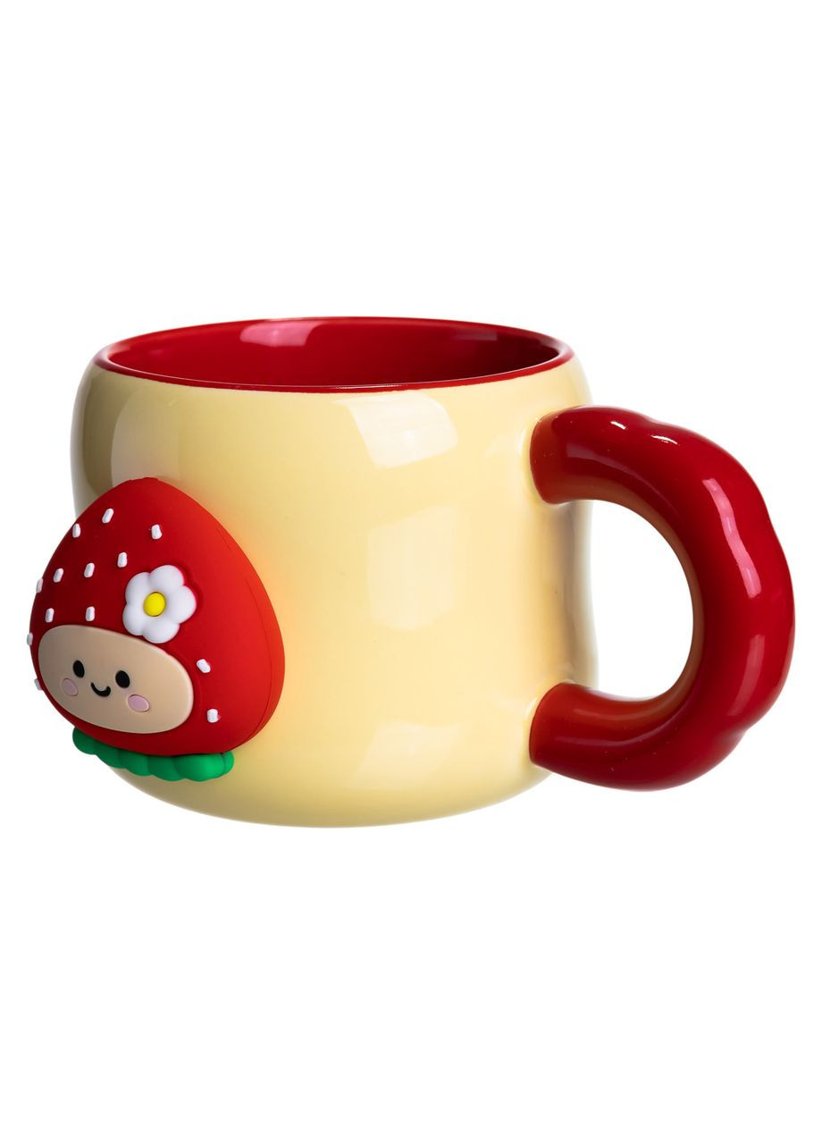 Чашка фарфоровая с магнитом Клубника 400 (мл) подарочная кружка прикольная чашка для детей на подарок с красным FM-53A LUGI (369654357)
