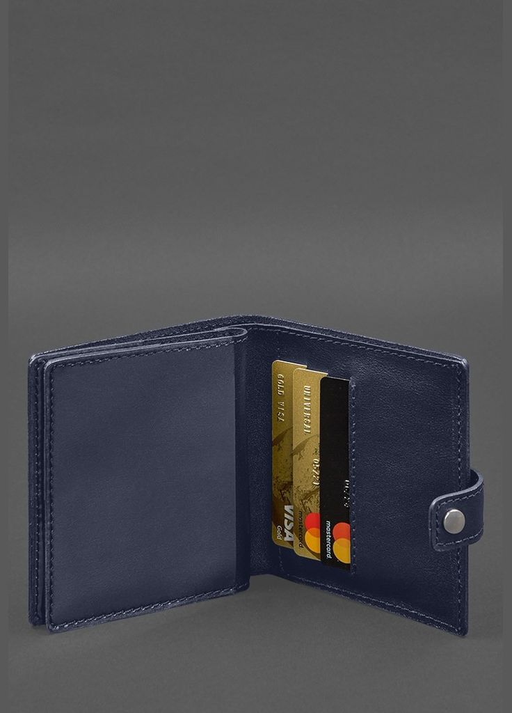 Кожаная обложка-портмоне для военного билета офицера запаса (широкий документ) Синий (A-028348) BlankNote (328961652)