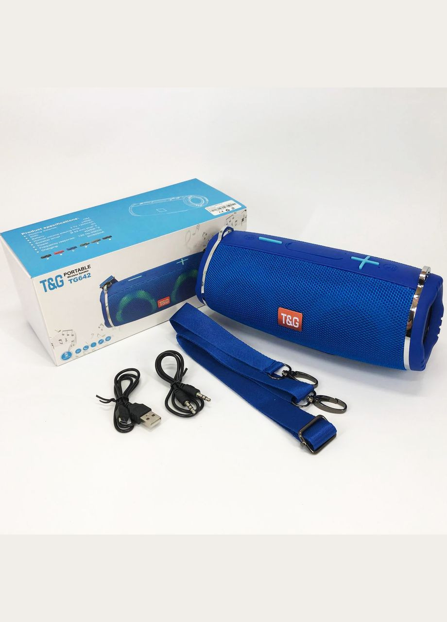 Портативная колонка TG642 с подсветкой RGB и ремешком, аккумуляторная колонка для музыки. Цвет: синий No Brand (365751967)