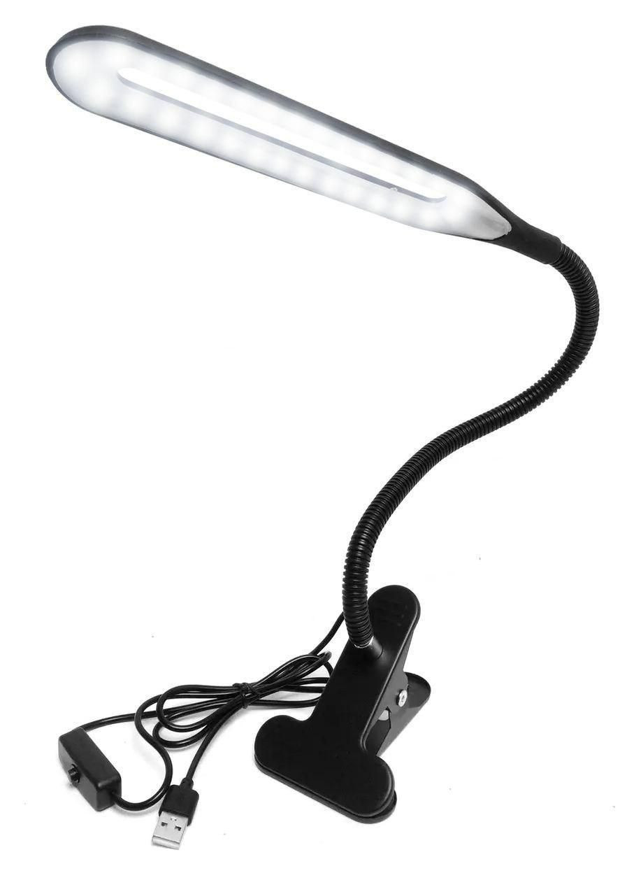 Лампа для робочого столу LED USB на прищепці гнучка ніжка чорна No Brand (368785521)