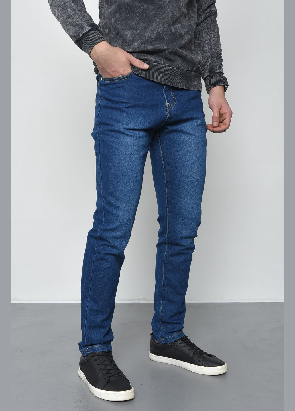 Темно-синие демисезонные джинсы мужские темно-синие Let's Shop