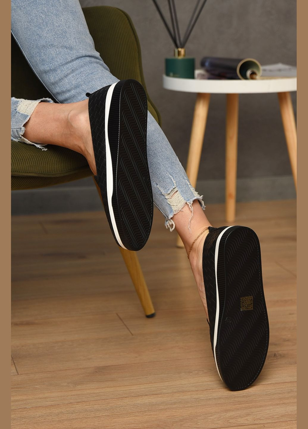 Let's Shop Туфли-лоферы женские черного цвета лоферы черный з искусственный мех, искусственная кожа, украина — демисезон (345569352)