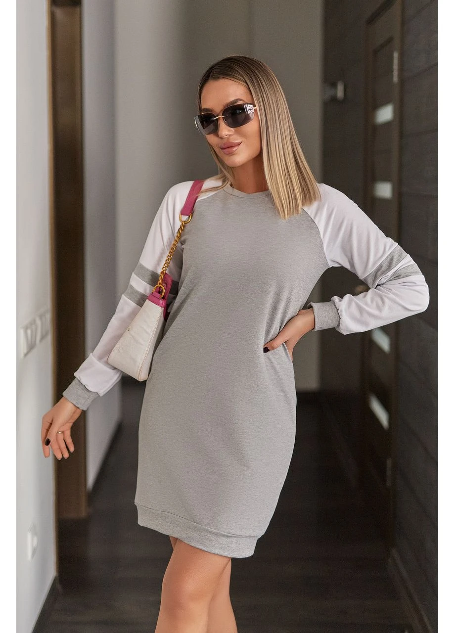 Серое кэжуал платье Fashion Girl