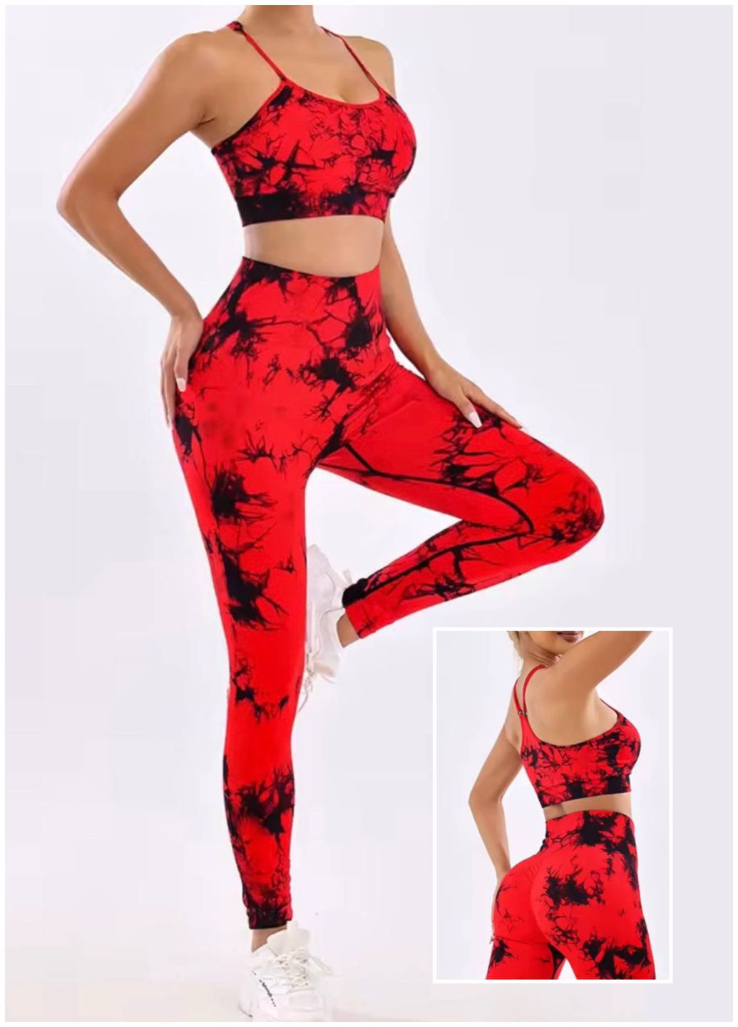 Комплект для фітнесу (спортивний костюм) тай-дай, легінси + топ No Brand (329867642)