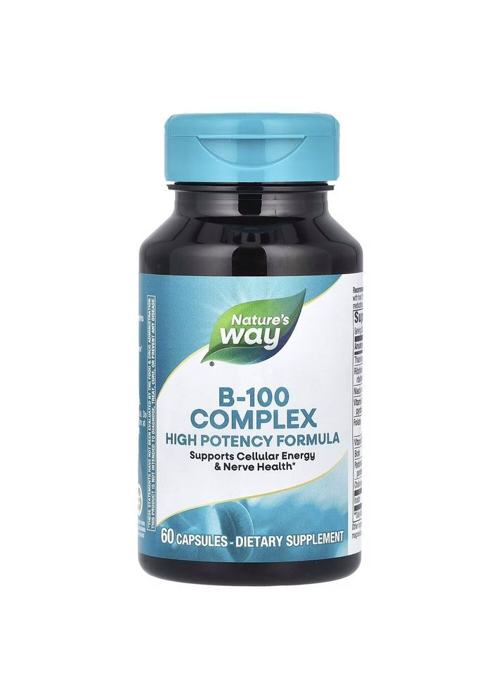 Комплекс витаминов группы B B-100 Complex, 60 капсул для поддержки нервной системы Nature's Way (322208992)