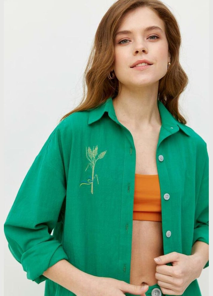 Жіночий костюм зі сорочки і шортів лляний MKRM4092-1 Modna KAZKA (336933495)