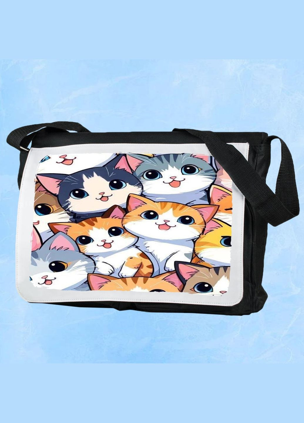 Мужская (женская) сумка через плечо для спортзала дорожная универсальная с принтом #018 Черный No Brand (322119133)