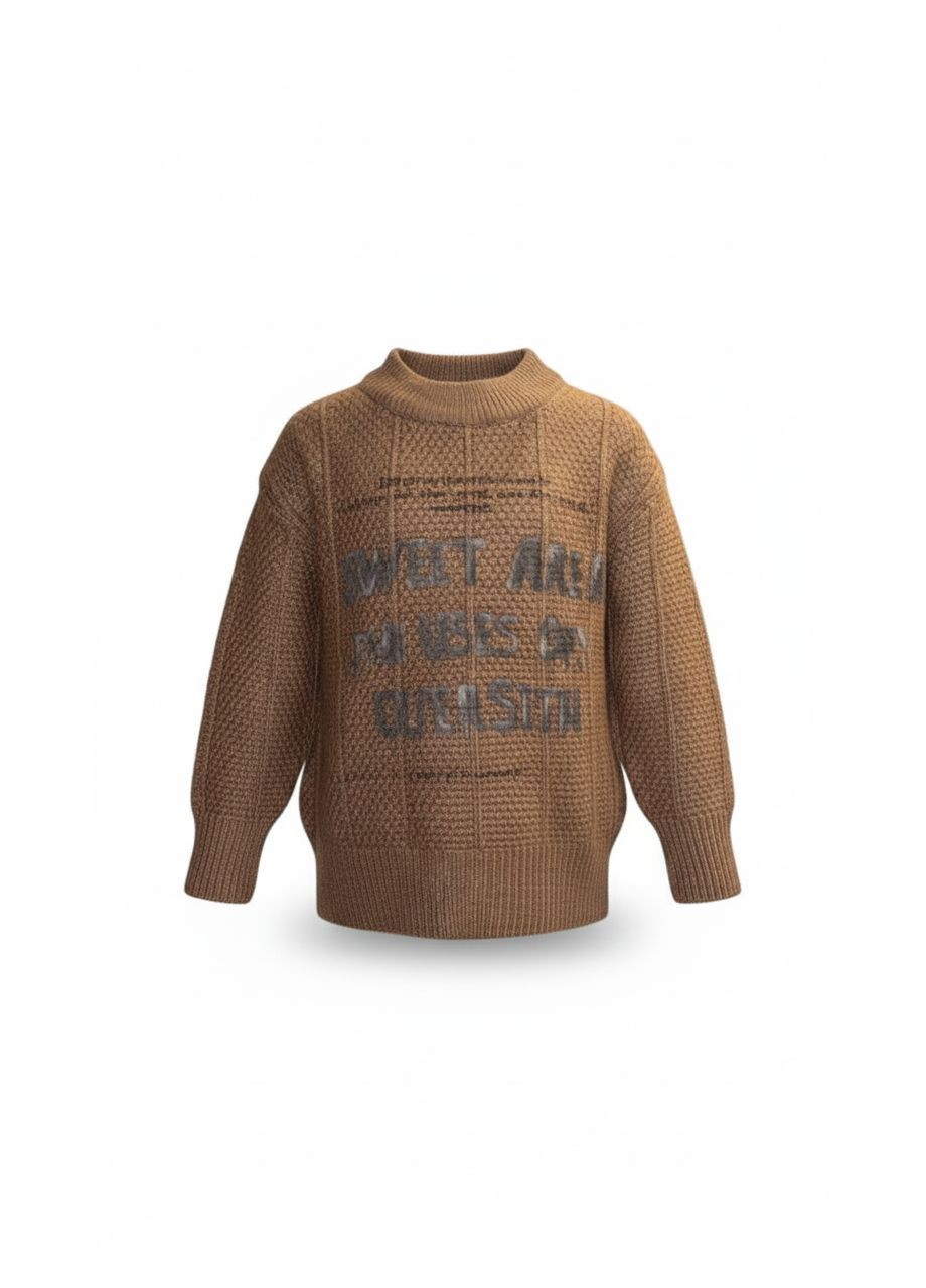 Коричневий зимовий светр дитячий коричневий для дівчинки (856) 116-122 Yalisi