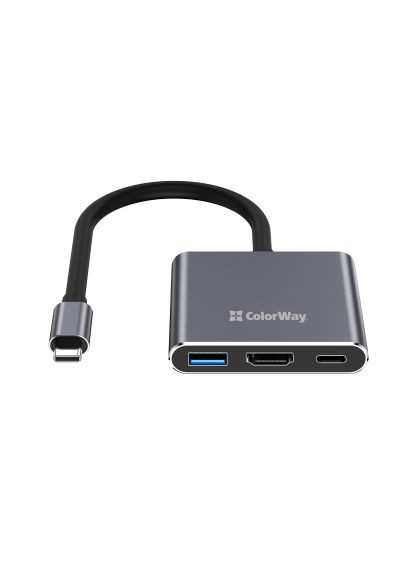 Концентратор (CW-HUB08) Colorway USB-C 3-in-1 USB 3.0 + HDMI 4K + USB-C PD100W (366691267)