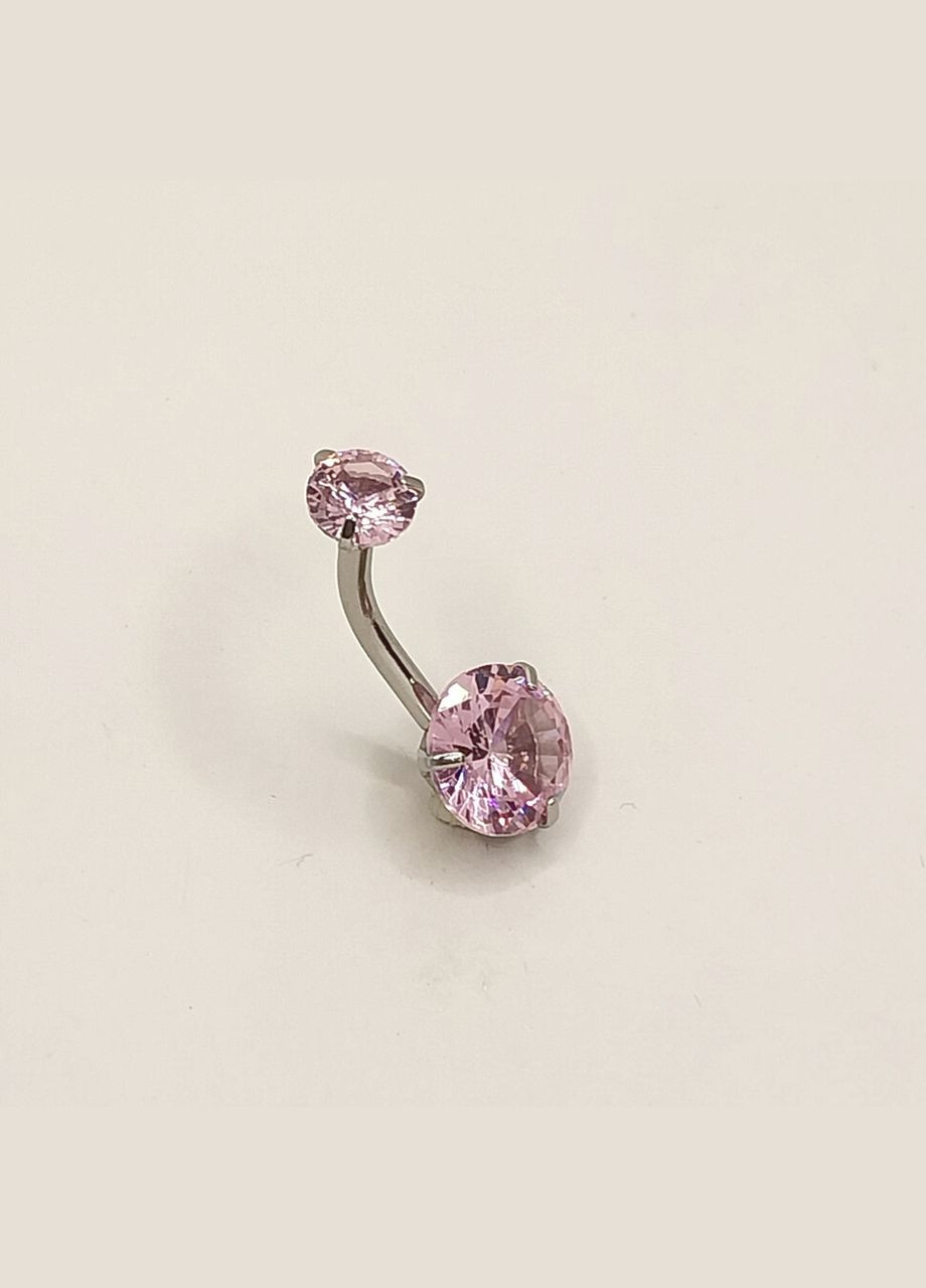 Сережка для пірсингу пупка "Рожевий Олександрит" навела медична хірургічна ювелірна сталь та циркони Spikes (362574403)