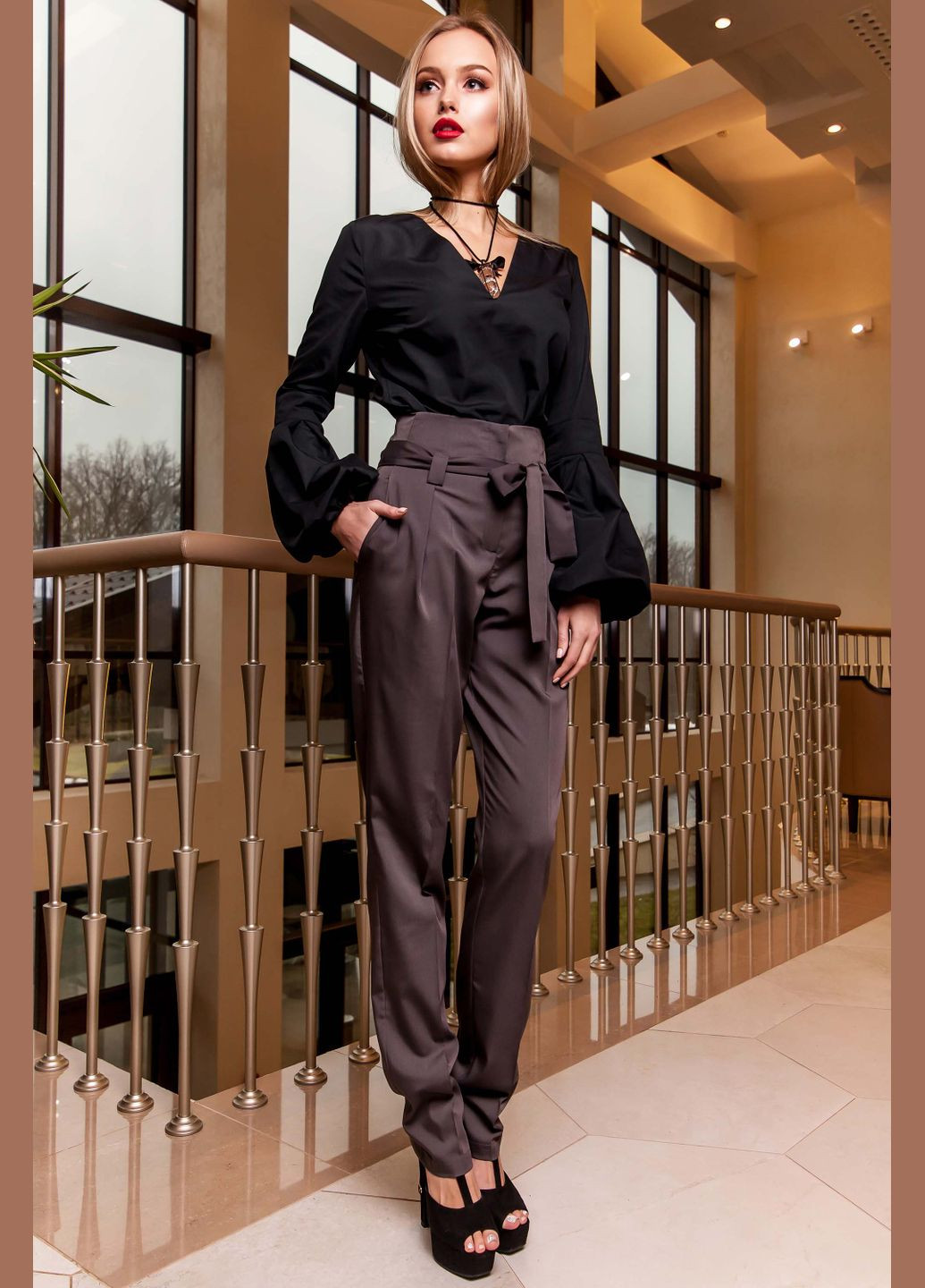 Стильные брюки на высокой талии с поясом Jadone Fashion (278620907)