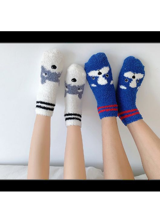 Синие носки махровые теплые, носки средней длины, теплые носки с принтом "собачки", 36-41 (357205425)