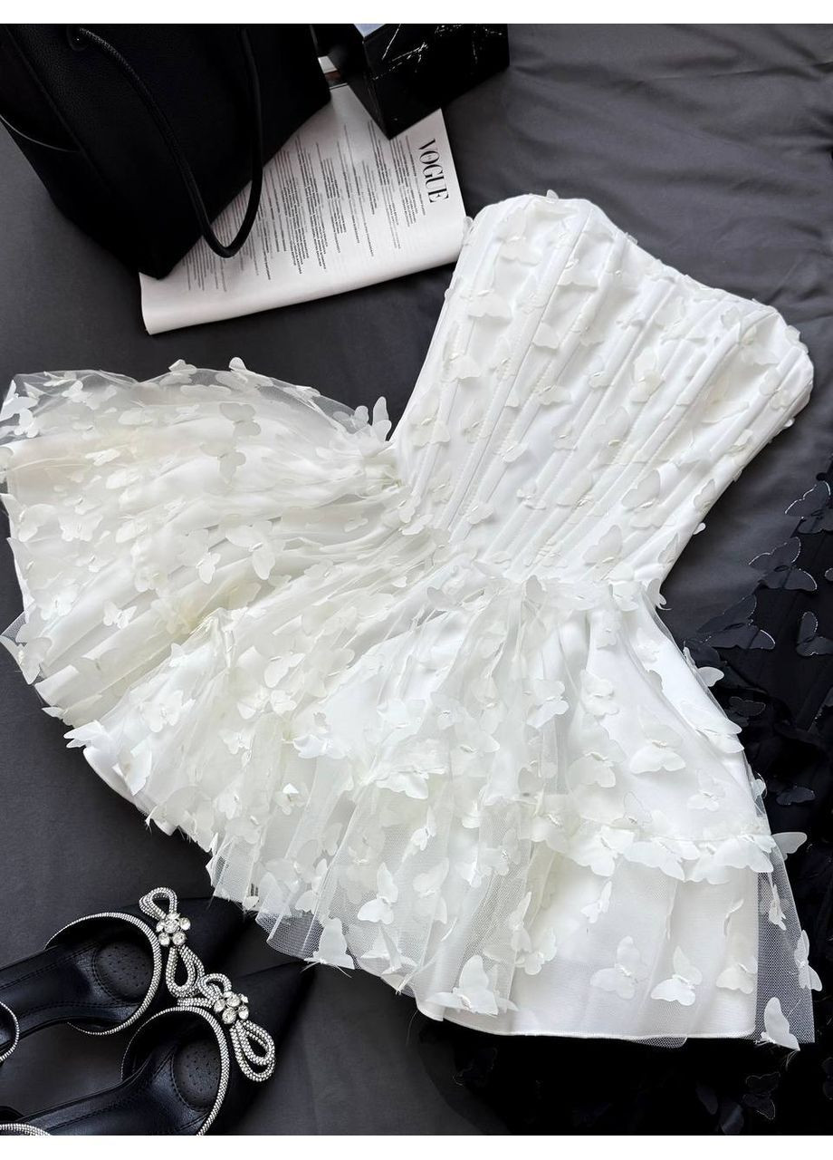 Молочное праздничный платье женское клеш No Brand однотонное