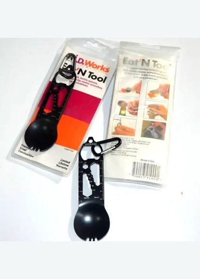 Набор туриста мультитул Ложка-вилка CRKT Eat'N Tool + Открывалка, Ключ, Карабин (5002027) Clefers (300694584)