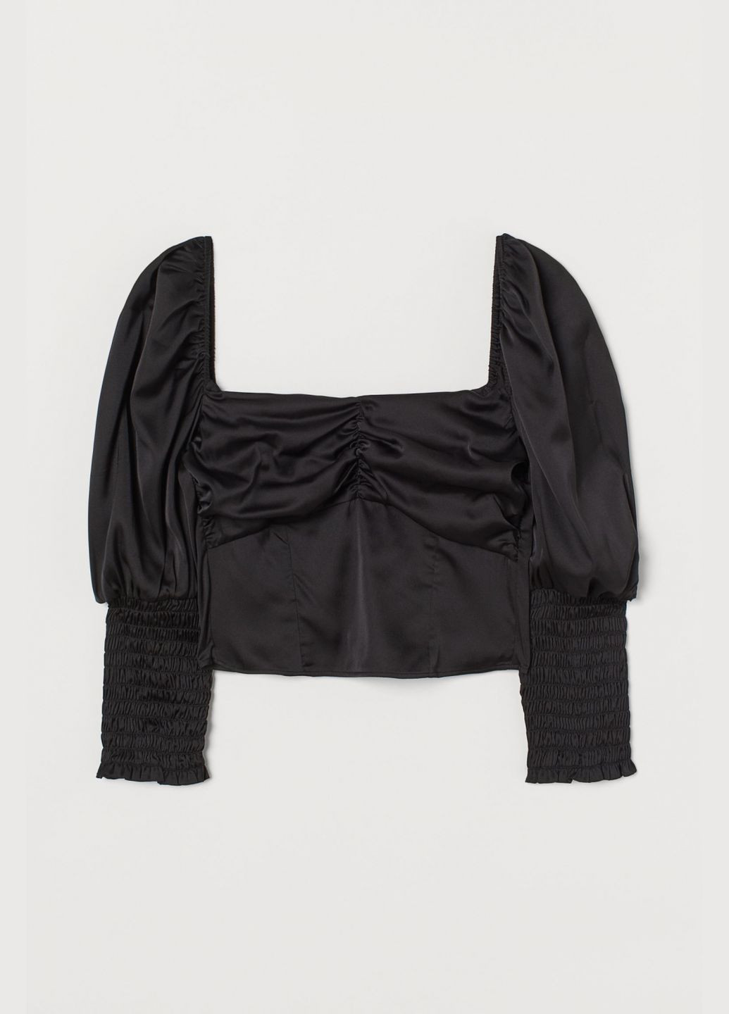 Чорна демісезонна блузка з рукавами-буфами для жінки 0888473-002 чорний H&M